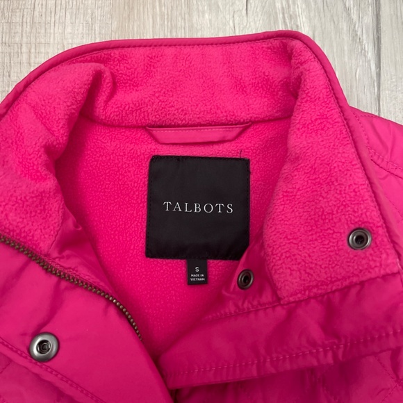 Talbots Hot Pink Quilted Fleece Lined Button Up Vest Size Small - Picture 5 of 6